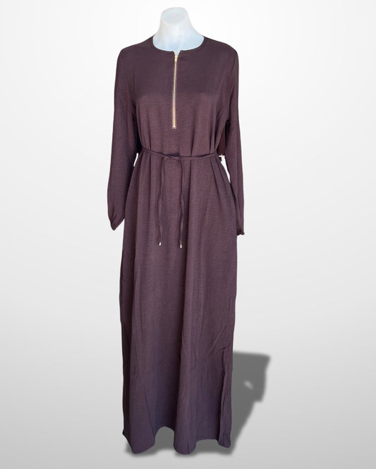 Zip-up Everyday Abaya | Pockets | Removal Waist String